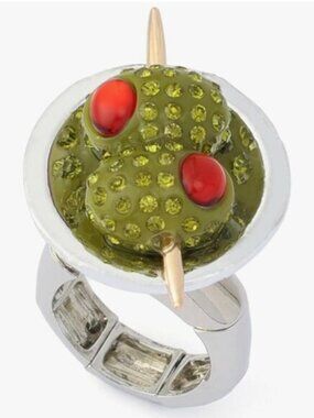 Betsey Johnson Martini Silver and Green Ring (Earrings in a separate listing)